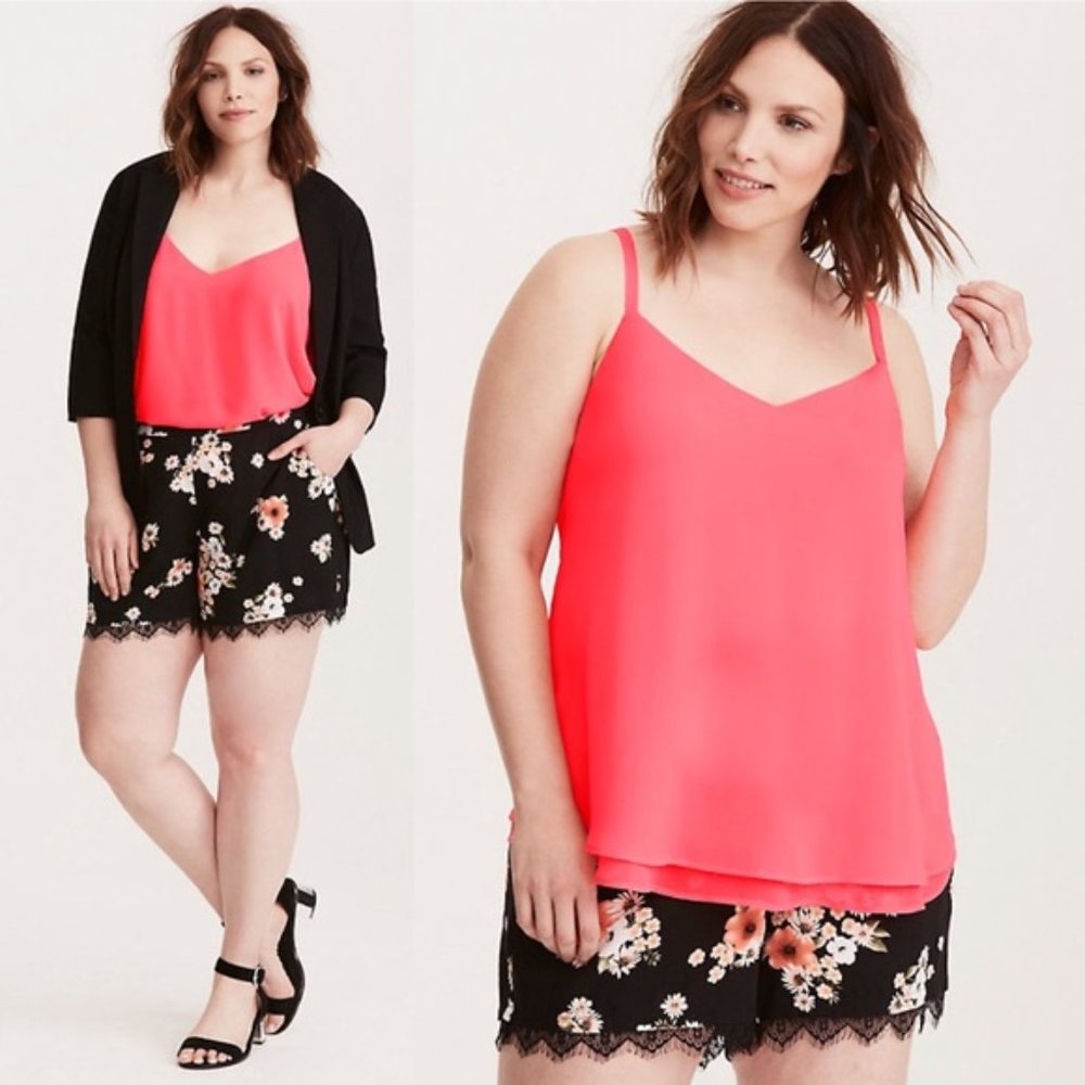 Torrid Neon Coral Chiffon Swing Cami Size 0X